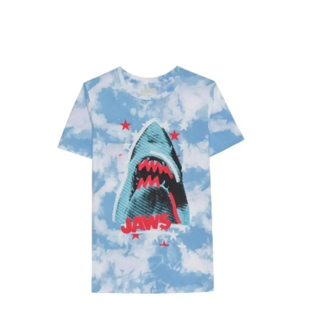 Tye Dye Jaws shirt Hybrid Big Boys Jaws Tie Dye Short Sleeve Graphic T-shirt L